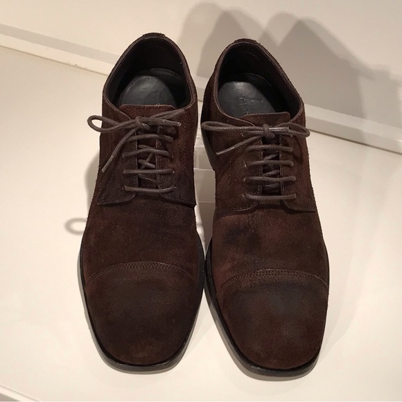 HUGO Boss Dark Brown Oiled Suede Cap Toe Dress Shoes (EU 41.5/US 9) - Picture 3 of 9